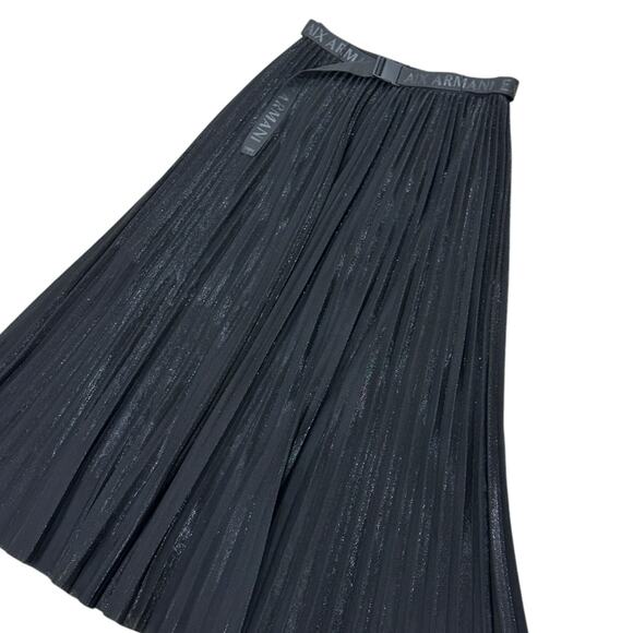 A|X ARMANI EXCHANGE Metallic Pleated Belted Midi Skirt - Picture 5 of 10